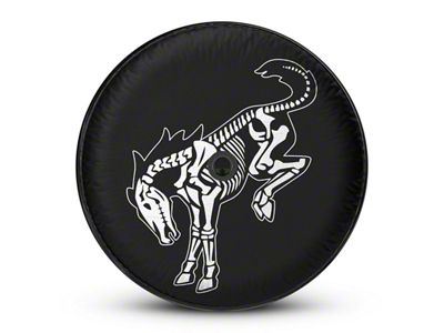 Mud Digger Designs Spare Tire Cover with White Skeleton Bronco Logo for 315/70R17 Tires; Black (21-25 Bronco)
