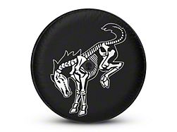 Mud Digger Designs Spare Tire Cover with White Skeleton Bronco Logo for 255/70R18 Tires; Black (21-25 Bronco)