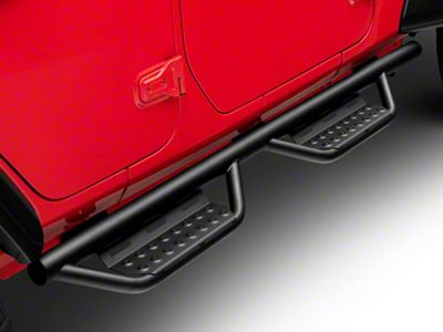 N-Fab Cab Length RS Nerf Side Step Bars; Textured Black (18-25 Jeep Wrangler JL 4-Door)