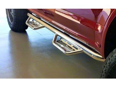 N-Fab Cab Length Podium Nerf Side Step Bars; Polished Stainless (07-21 Tundra Double Cab)