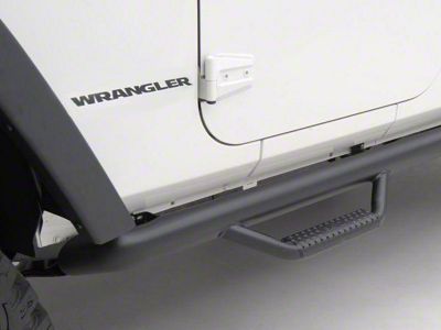 N-Fab Wheel 2 Wheel Nerf Side Step Bars; Textured Black (07-11 Jeep Wrangler JK 2-Door)