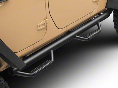 N-Fab Wheel 2 Wheel Nerf Side Step Bars; Textured Black (07-18 Jeep Wrangler JK 4-Door)