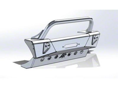 Next Venture Motorsports Featherweight Series Front Bumper with Skid Plate and Stinger; Bare Aluminum (18-25 Jeep Wrangler JL)
