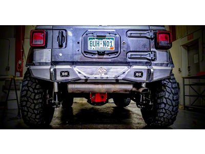 Next Venture Motorsports Rimrocker Series Rear Bumper with LED Cutouts; Pre-Drilled for Backup Sensors; Bare Metal (18-25 Jeep Wrangler JL)