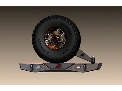 Next Venture Motorsports Rimrocker Series Rear Bumper with Tire Carrier; Not Pre-Drilled for Backup Sensors; Bare Metal (18-25 Jeep Wrangler JL)