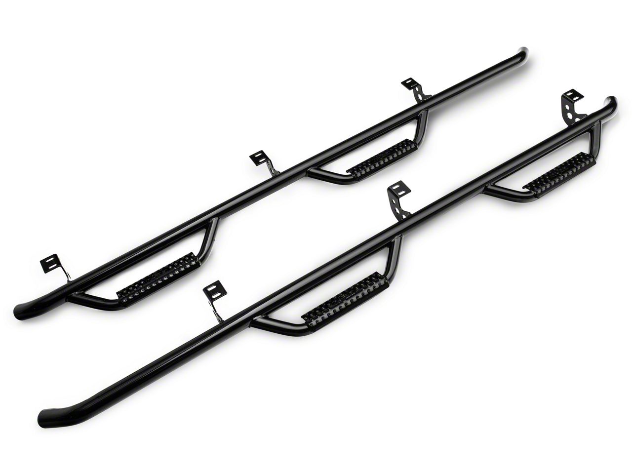 NFab Cab Length Nerf Side Step Bars; Gloss Black T1678QC (1623
