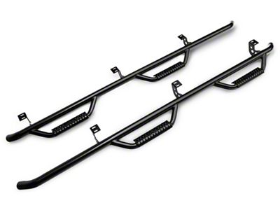 N-Fab Cab Length Nerf Side Step Bars; Gloss Black (16-23 Tacoma Access Cab)