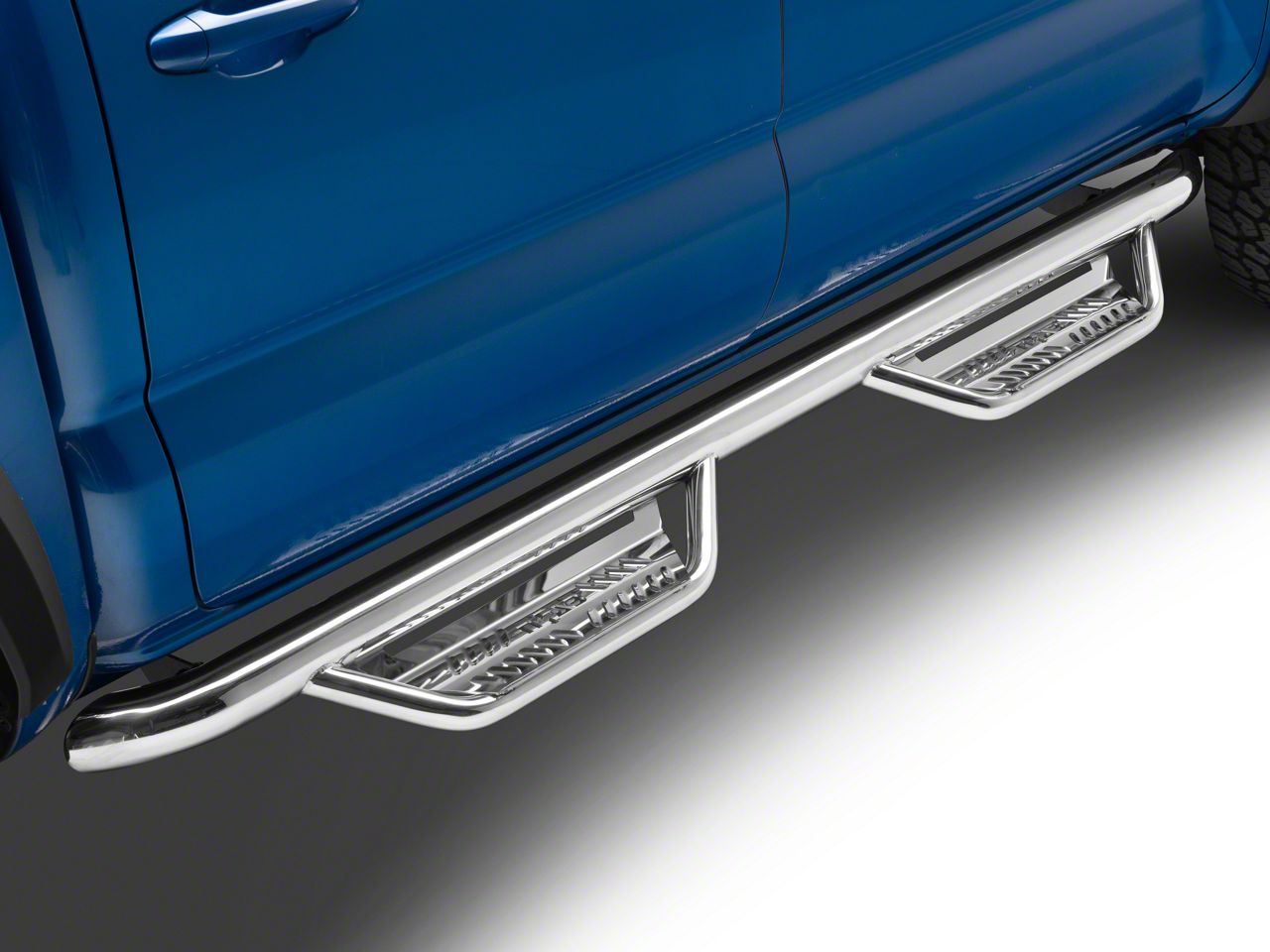 NFab Cab Length Podium Nerf Side Step Bars; Polished Stainless