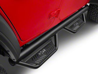 N-Fab Cab Length Podium Nerf Side Step Bars; Textured Black (18-25 Jeep Wrangler JL 4-Door)