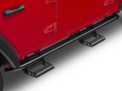 N-Fab Cab Length RKR Side Step Bars; Textured Black (18-25 Jeep Wrangler JL 4-Door)