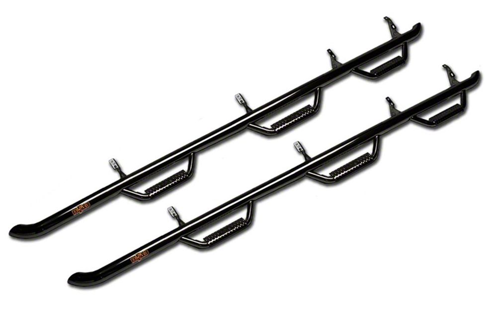 NFab Wheel 2 Wheel Bed Access Nerf Side Step Bars; Gloss Black