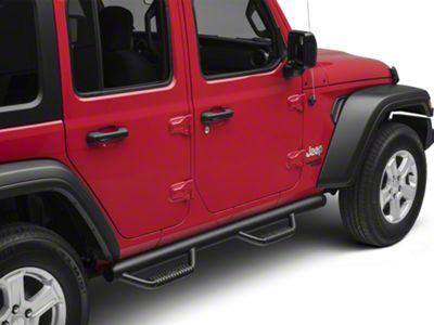 N-Fab Wheel 2 Wheel Nerf Side Step Bars; Gloss Black (18-25 Jeep Wrangler JL 4-Door)