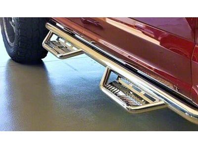 N-Fab Cab Length Podium Nerf Side Step Bars; Polished Stainless (07-18 Jeep Wrangler JK 4-Door)