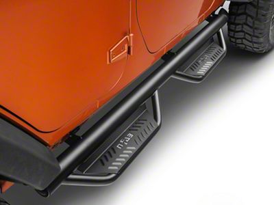 N-Fab Cab Length Podium Nerf Side Step Bars; Textured Black (07-18 Jeep Wrangler JK 4-Door)
