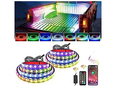 2-Piece RGB Truck Bed Light Strip Kit; 60-Inch (Universal; Some Adaptation May Be Required)
