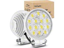 4.5-Inch White Round LED Lights; Flood Beam (Universal; Some Adaptation May Be Required)