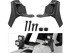 Dual A-Pillar Light Windshield Mounting Brackets; Vertical (20-25 Jeep Gladiator JT, Excluding Mojave)