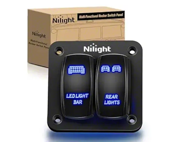 Jeep Custom Rocker Switch Jeep Wrangler 2-Gang Aluminum Rocker Switch Panel with LED Light Bar ...