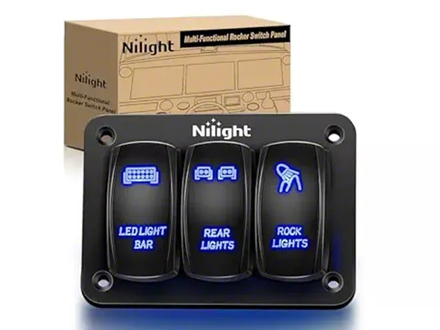 Jeep Custom Rocker Switch Jeep Wrangler 3-Gang Aluminum Rocker Switch Panel with LED Light, Rear ...