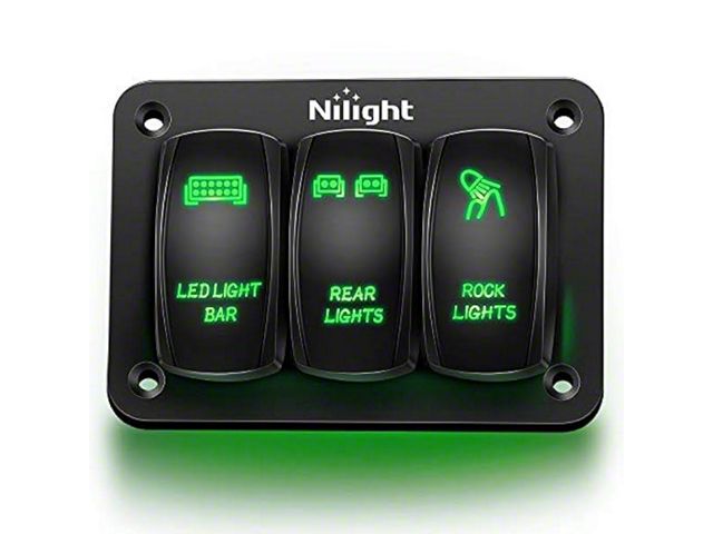 Wrangler Rocker Switch Jeep Wrangler 3-Gang Aluminum Rocker Switch Panel with Rocker Switches ...