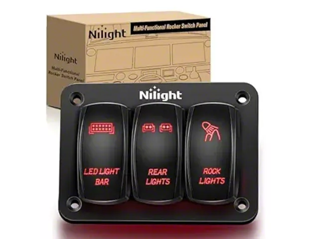 Wrangler Rocker Switch Jeep Wrangler 3-Gang Aluminum Rocker Switch Panel with Rocker Switches ...