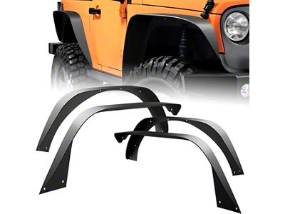 Flat Fender Flares; Textured Black (18-25 Jeep Wrangler JL)