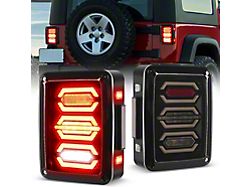 LED Tail Lights; Black Housing; Clear Lens (07-18 Jeep Wrangler JK)