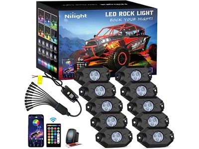 RGB LED Rock Lights; Set of 10 (Universal; Some Adaptation May Be Required)