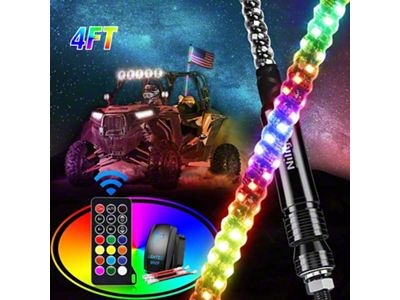 Spiral Antenna LED Whip Light; 4-Foot (Universal; Some Adaptation May Be Required)