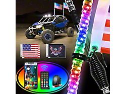 Spiral Antenna Bluetooth Remote App Control LED Whip Lights with Spring Base; 6-Foot (Universal; Some Adaptation May Be Required)