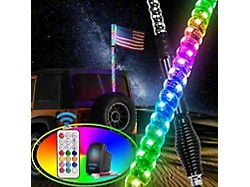 Spiral Antenna RGB LED Whip Light with Spring Base; 3-Foot (Universal; Some Adaptation May Be Required)
