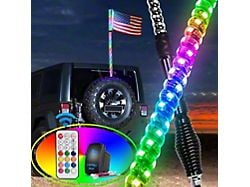 Spiral Antenna RGB LED Whip Light with Spring Base; 4-Foot (Universal; Some Adaptation May Be Required)
