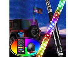 Spiral Antenna RGB LED Whip Lights; 5-Foot (Universal; Some Adaptation May Be Required)