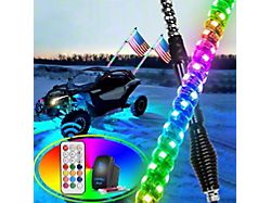Spiral Antenna RGB LED Whip Lights with Spring Base; 6-Foot (Universal; Some Adaptation May Be Required)