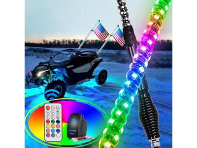Spiral Antenna RGB LED Whip Lights with Spring Base; 6-Foot (Universal; Some Adaptation May Be Required)