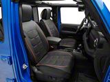 Waterproof Leather Front Seat Covers; Black and Red (07-26 Jeep Wrangler JK & JL)