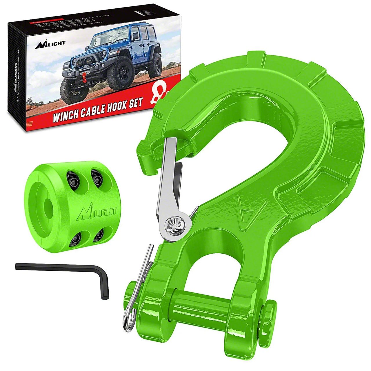 Steel Winch Hook; Lime Green Free Shipping