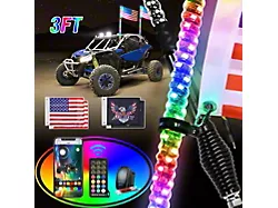 Nilight Spiral Antenna Bluetooth Remote App Control LED Whip Lights with Spring Base; 3-Foot (Universal; Some Adaptation May Be Required)