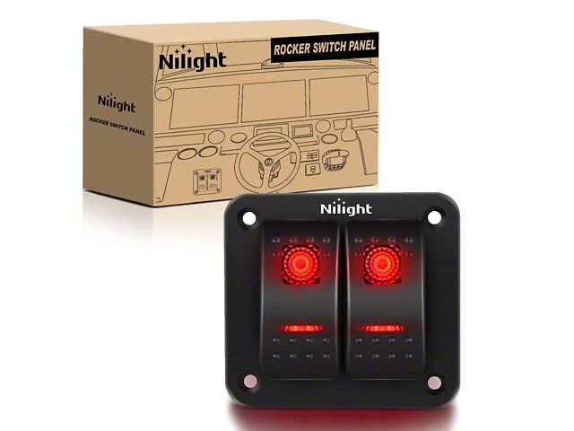 Tundra Rocker Switch Tundra 2-Gang Aluminum Rocker Switch Panel with Rocker Switches; Red ...