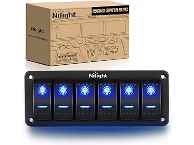 Tundra Rocker Switch Tundra 6-Gang Aluminum Rocker Switch Panel with Rocker Switches; Blue ...