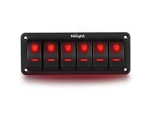 Tundra Rocker Switch Tundra 6-Gang Aluminum Rocker Switch Panel with Rocker Switches; Red ...