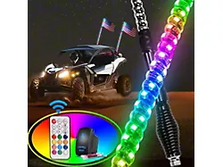 Nilight Spiral Antenna RGB LED Whip Lights with Spring Base; 3-Foot (Universal; Some Adaptation May Be Required)