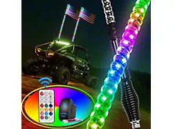 Nilight Spiral Antenna RGB LED Whip Lights with Spring Base; 4-Foot (Universal; Some Adaptation May Be Required)