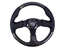 NRG Innovations 315mm Carbon Fiber Steering Wheel; Perforated Leather with Black Stitching (Universal; Some Adaptation May Be Required)