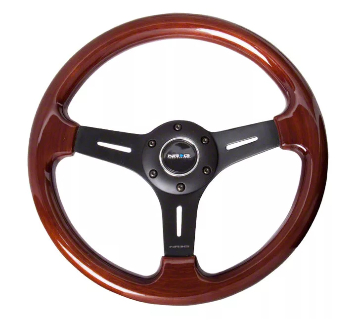 NRG Innovations Jeep Gladiator Classic Wood Grain 350mm Steering Wheel Black Green St 015bk Gn