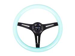 NRG Innovations Classic Wood Grain 350mm Steering Wheel; Black and Minty Fresh (Universal; Some Adaptation May Be Required)