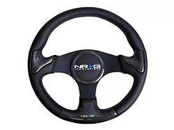 NRG Innovations 350mm Rubber Horn Steering Wheel; Black Carbon Fiber (Universal; Some Adaptation May Be Required)