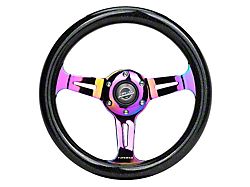 NRG Innovations Classic Wood Grain 310mm Steering Wheel; Neochrome and Black (Universal; Some Adaptation May Be Required)