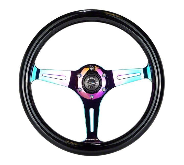 NRG Innovations Black Sparkled Wood Grain Wheel 3 Spoke Center in Black