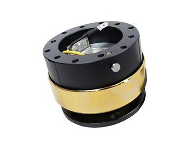 NRG Innovations 2.0 Steering Wheel Hub Quick Release; Black with Gold Ring (Universal; Some Adaptation May Be Required)